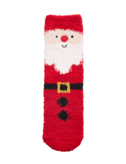 Dárková krabička s pohodlnými ponožkovými bačkorami s motivem Santa Clause