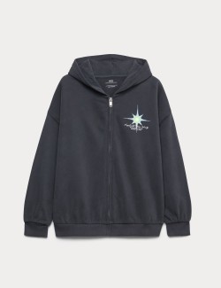 Cotton Rich Star Sign Graphic Zip Hoodie (6-16 Yrs)