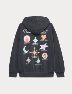Cotton Rich Star Sign Graphic Zip Hoodie (6-16 Yrs)