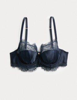 Saffron Satin & Lace Wired Balcony Bra (A-E)