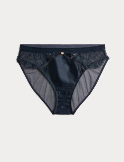 Saffron Satin & Lace High Leg Knickers