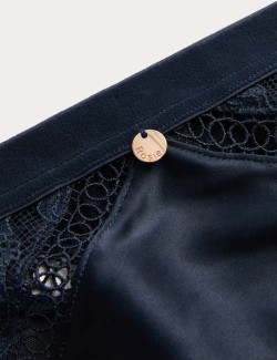 Saffron Satin & Lace High Leg Knickers