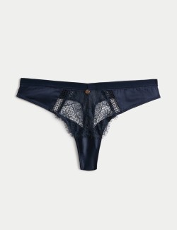 Saffron Satin & Lace Thong