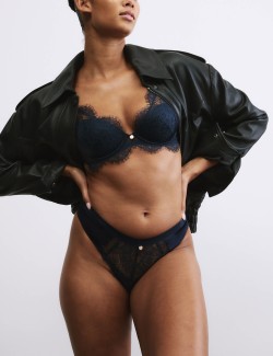 Saffron Satin & Lace Thong