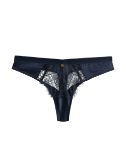 Saffron Satin & Lace Thong