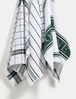 Set of 3 Cotton Rich Striped Tea Towels