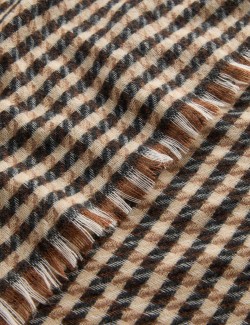 Woven Checked Fringed Scarf