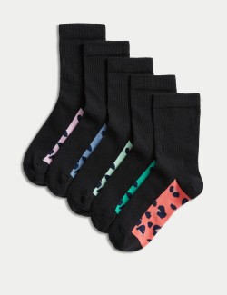 Školní ponožky s vysokým podílem bavlny a zvířecím motivem, sada 5 párů