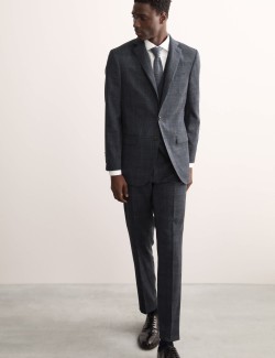 Kostkované sako z italské vlny a lnu, s vysokým podílem hedvábí