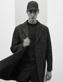 Wool Blend Herringbone Boucle Revere Overcoat