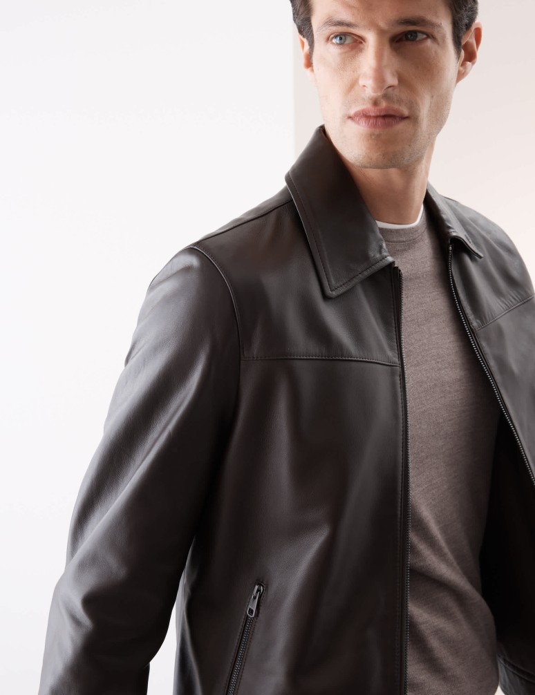 Leather Harrington Jacket