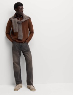 Dvojitě pletená mikina na zip u krku s vysokým podílem bavlny