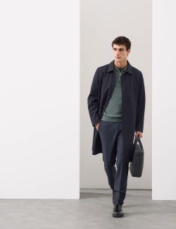 Mercerised Cotton Geometric Half Zip Polo