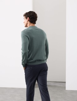 Mercerised Cotton Geometric Half Zip Polo