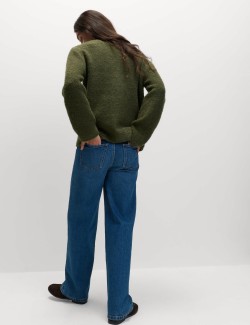 Kardigan z buklé, s knoflíky na přední straně a výstřihem do V, s obsahem vlny