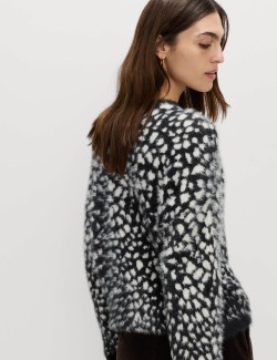 Animal Print Crew Neck Relaxed Jumper