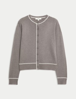 Kardigan s výstřihem ke krku a špičatými knoflíky vpředu