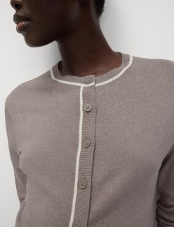 Kardigan s výstřihem ke krku a špičatými knoflíky vpředu