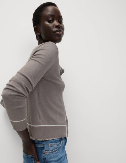 Kardigan s výstřihem ke krku a špičatými knoflíky vpředu