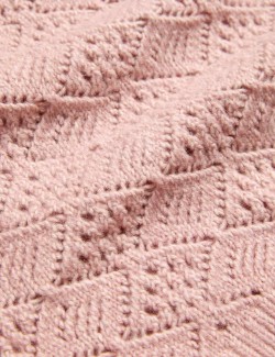 Svetr se vzorem pointelle ze směsi bavlny, s vázáním u krku