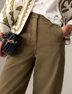 Pure Cotton Seam Detail Barrel Leg Trousers