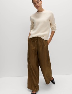 Lyocell Rich Crinkle Wide Leg Trousers