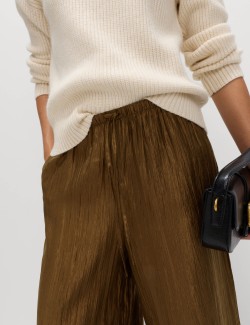 Lyocell Rich Crinkle Wide Leg Trousers