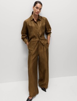 Lyocell Rich Crinkle Wide Leg Trousers