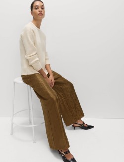 Lyocell Rich Crinkle Wide Leg Trousers