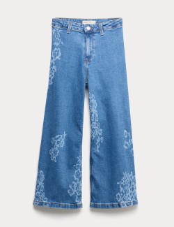 Cotton Rich Floral Wide Leg Jeans (6-16 Yrs)
