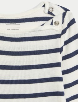 Dvoudílný outfit džínových kalhot s laclem z čisté bavlny (0-3 roky)