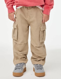 Pure Cotton Wide Leg Cargo Trousers (2-16 Yrs)