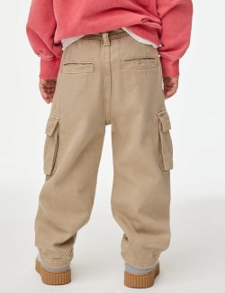 Pure Cotton Wide Leg Cargo Trousers (2-16 Yrs)