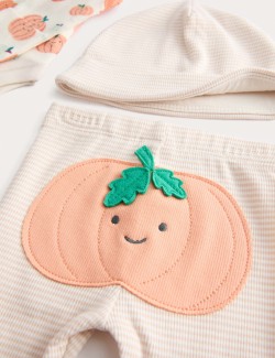 3dílný outfit s vysokým podílem bavlny a motivem dýní, (7 lbs–24 měsíců)