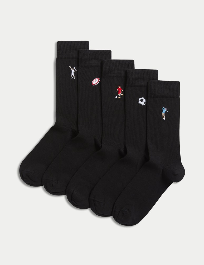 5pk Cool & Fresh™ Embroidered Socks
