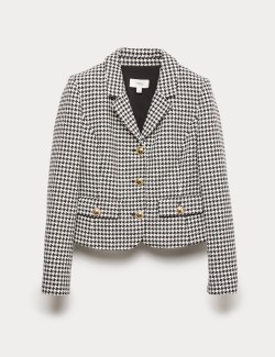 Cotton Rich Tweed Collarless Jacket