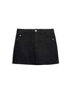 Džínová sukně z čisté bavlny s diamantovým vzorem (6–16 let)