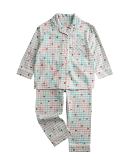 Dětské pyžamo s klopami, z čisté bavlny s květinovým vzorem (12 měsíců - 8 let)