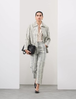 Leather Snakeskin Print Straight Leg Trousers