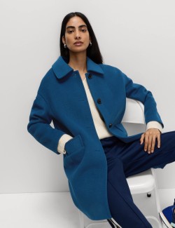 Jednořadý keprový kabát s límečkem