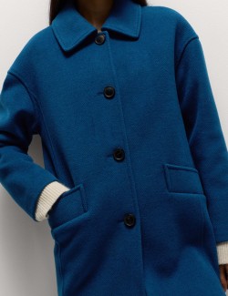 Jednořadý keprový kabát s límečkem