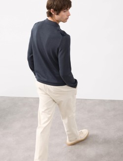 Mercerised Cotton Geometric Knitted Polo Shirt