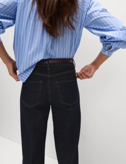 Mid Rise Wide Leg Turn Up Jeans