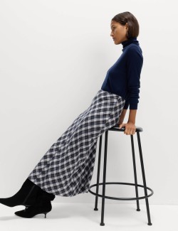 Kostkovaná midi áčková sukně z čisté bavlny