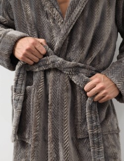 Supersoft Fleece Herringbone Dressing Gown