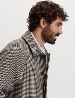 Textured Car Coat with Wool