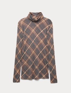 Top s dlouhým rukávem a nálevkou, úzkým střihem a vlnou