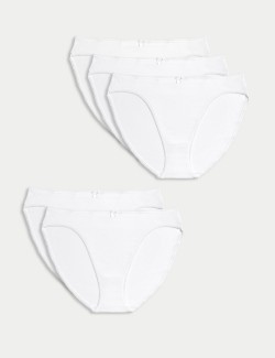 5pk Cotton Lycra® High Leg Knickers