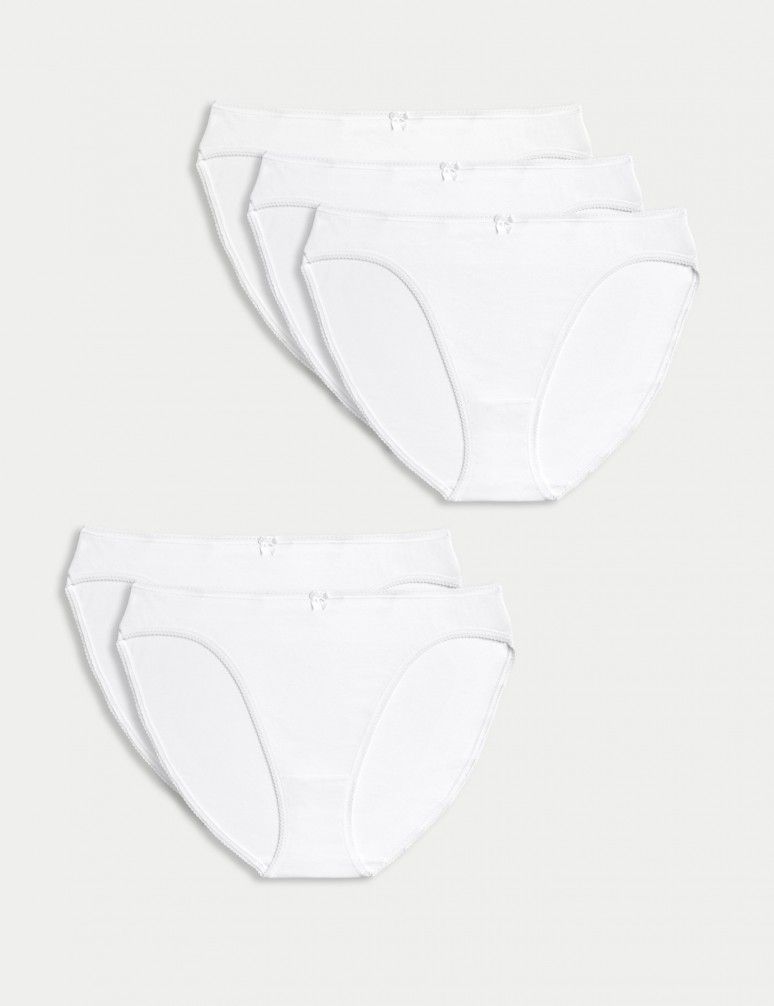 5pk Cotton Lycra® High Leg Knickers