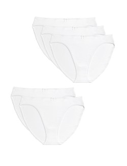 5pk Cotton Lycra® High Leg Knickers